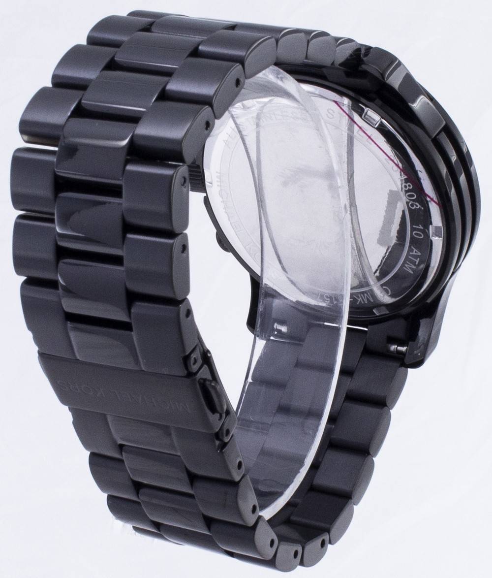 General?berholt Michael Kors Runway Chronograph Edelstahl Schwarzes Zifferblatt Quarz MK8157 100M Herrenuhr