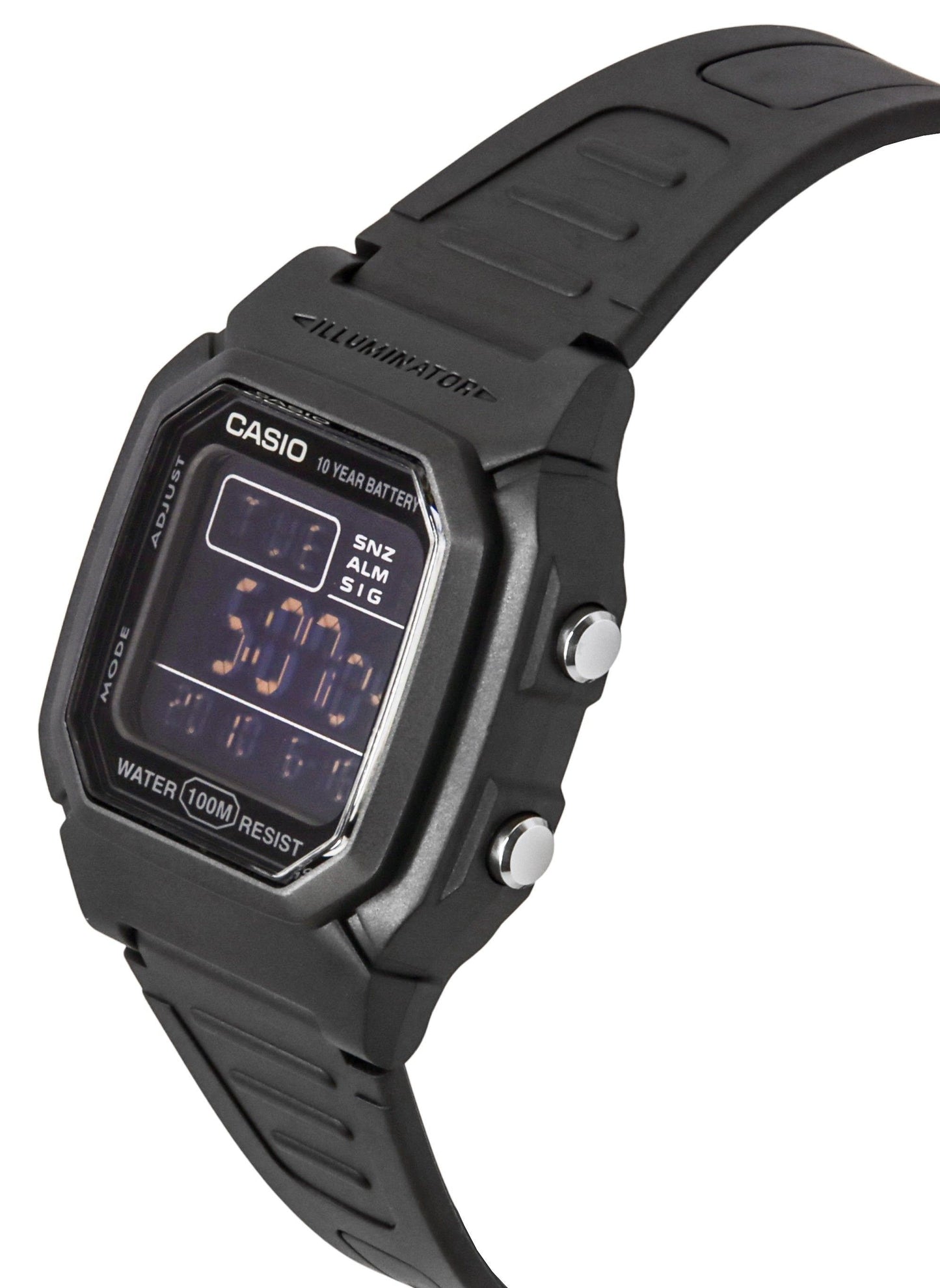 Casio Digital Black Dual Time Resin Strap Quarz W-800H-1BV 100M Herrenuhr