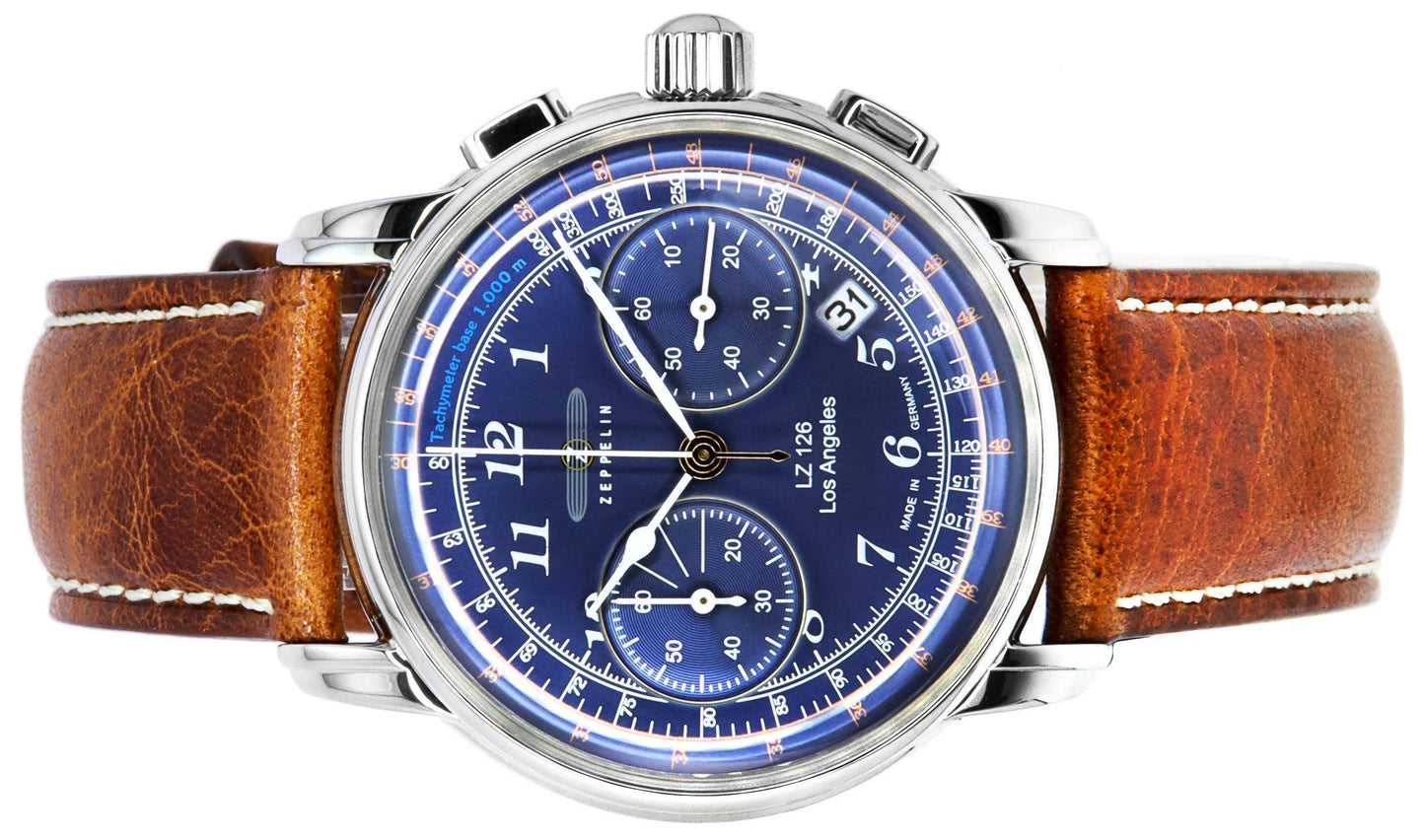 Zeppelin LZ126 Los Angeles Chronograph Blaues Zifferblatt Quarz Z76143 Herrenuhr