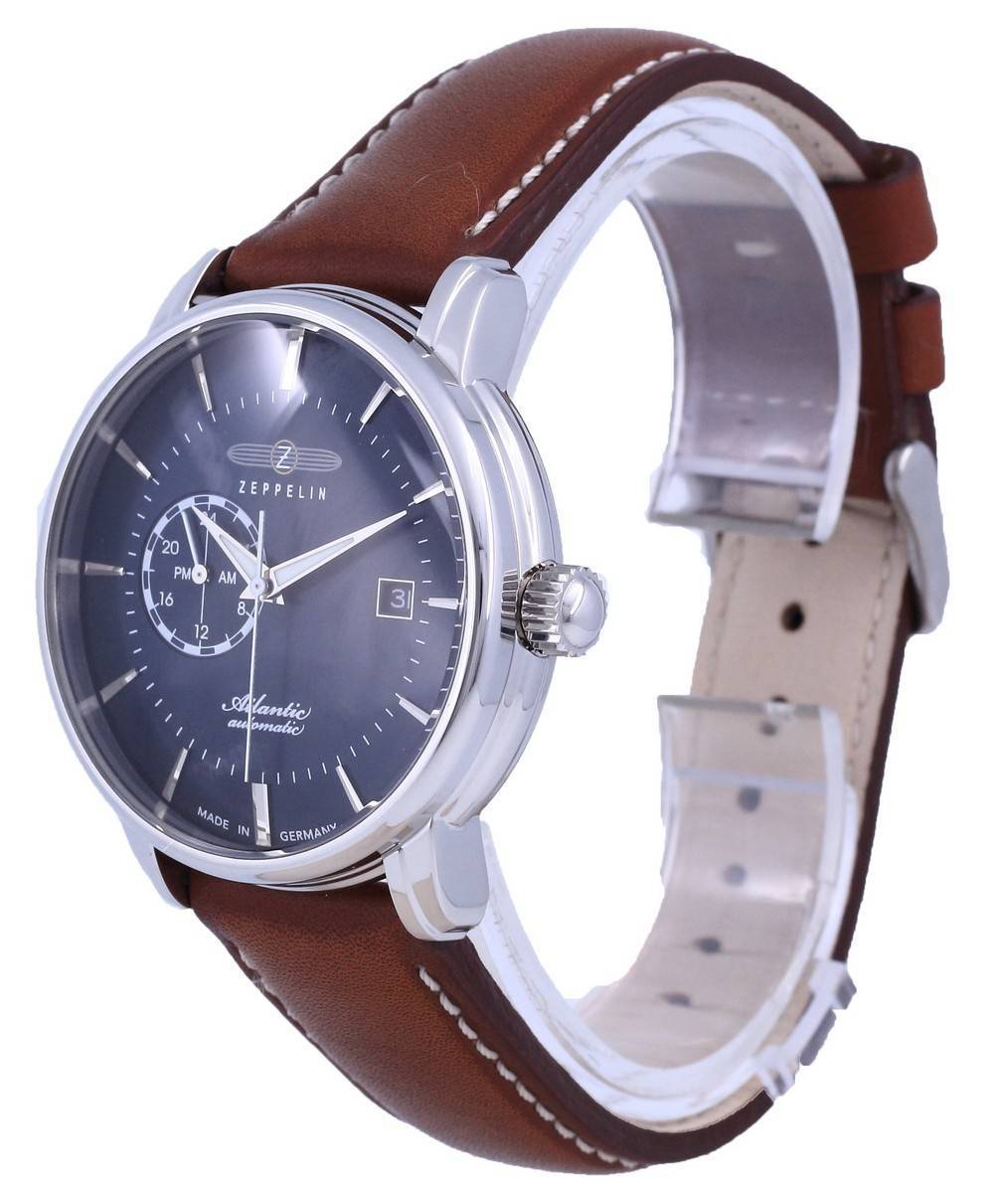 Zeppelin Atlantic Blaues Zifferblatt Leather Automatik 8470-3 84703 Herrenuhr