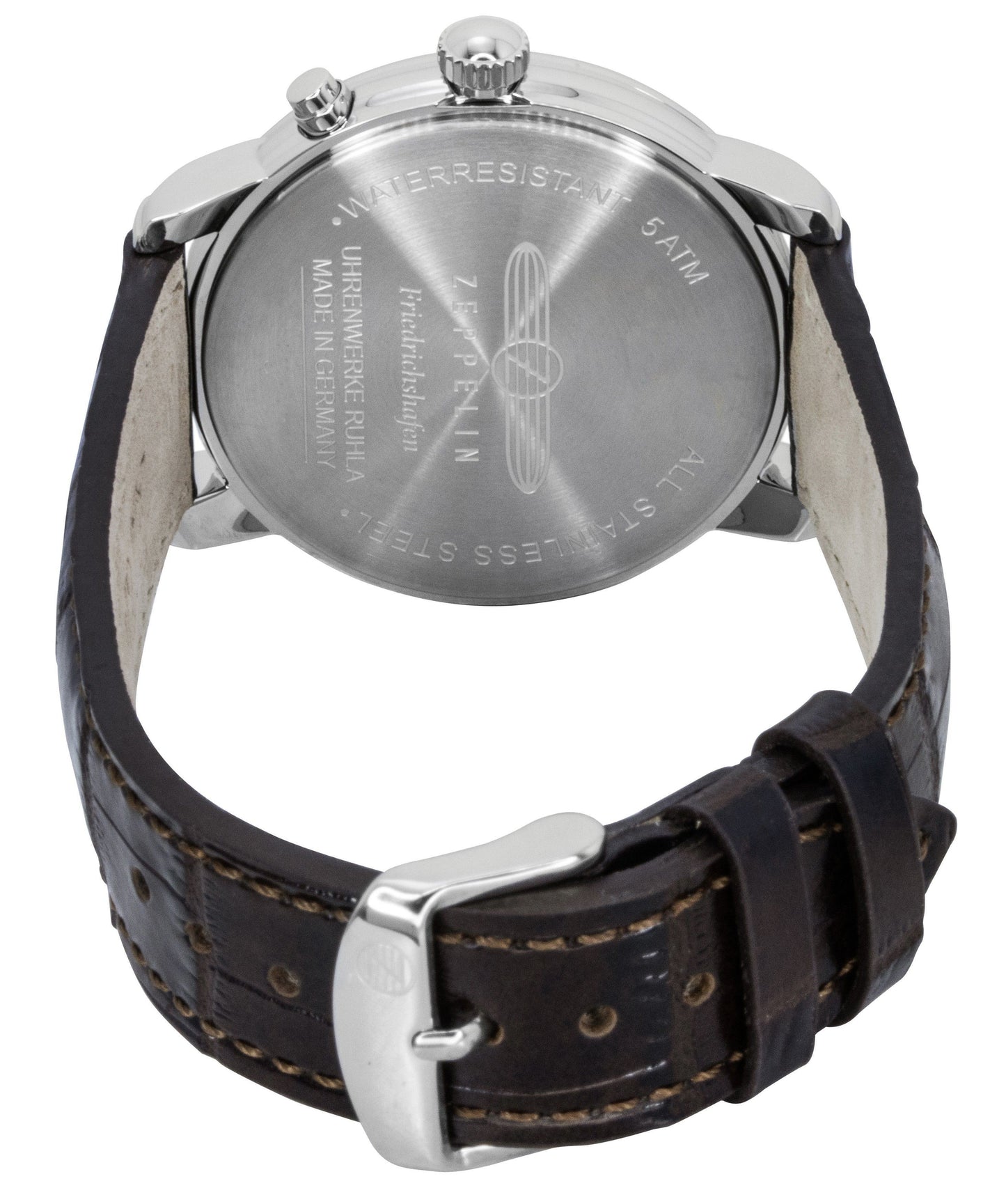 Zeppelin Friedrichshafen Brown Lederarmband Gold Dial Quarz 85365 Herrenuhr