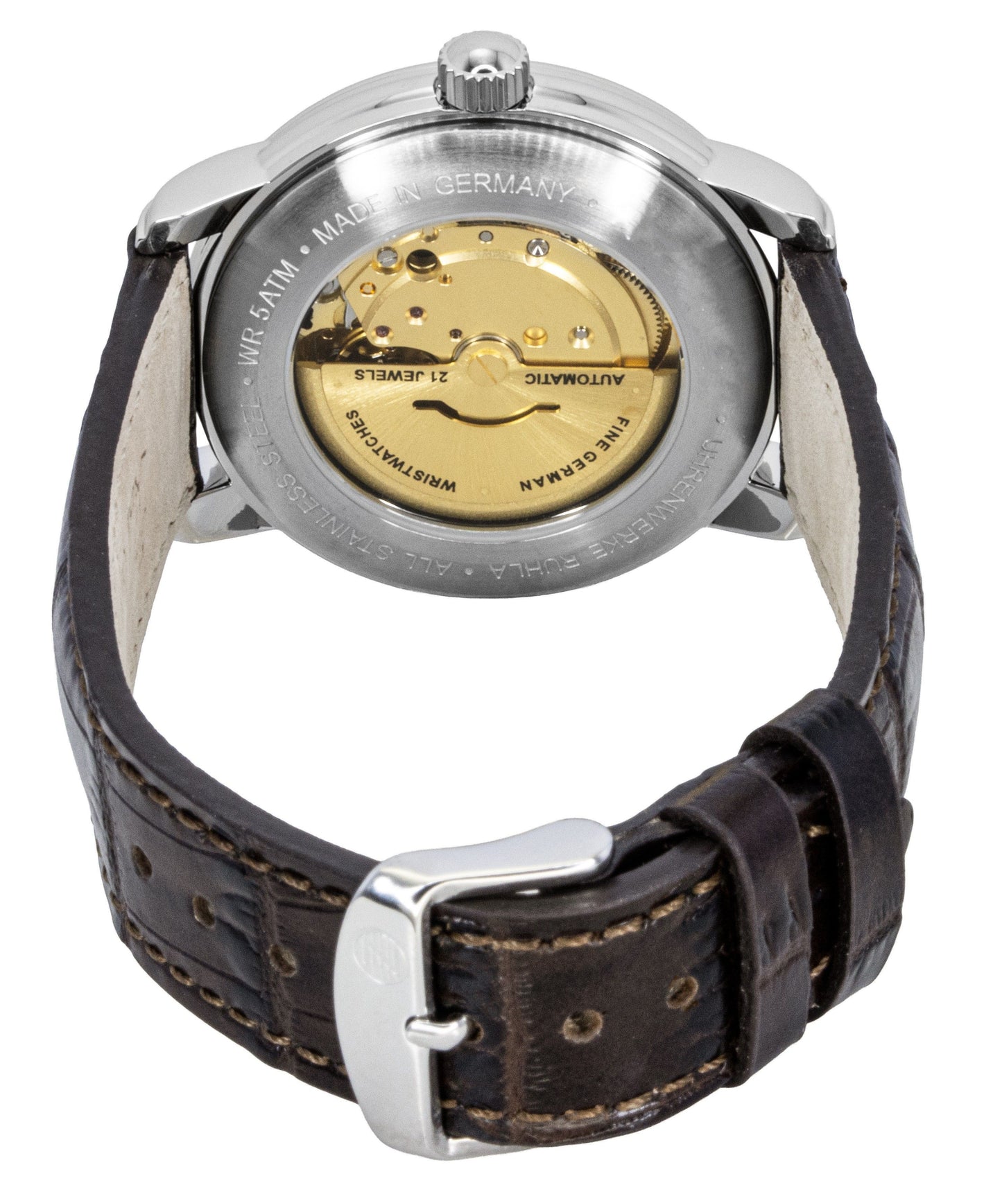 Zeppelin Friedrichshafen Brown Lederarmband Gold Dial Automatik 85625 Herrenuhr