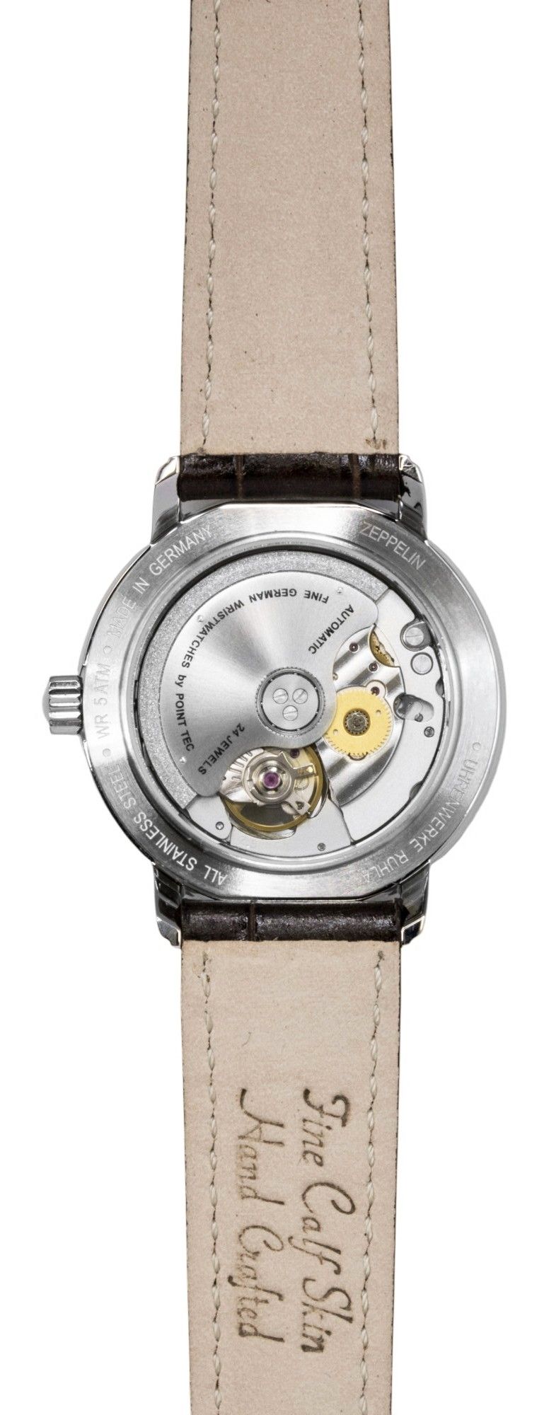 Zeppelin Friedrichshafen Lederarmband Open Heart Gold Dial Automatik 85675 Damenuhr