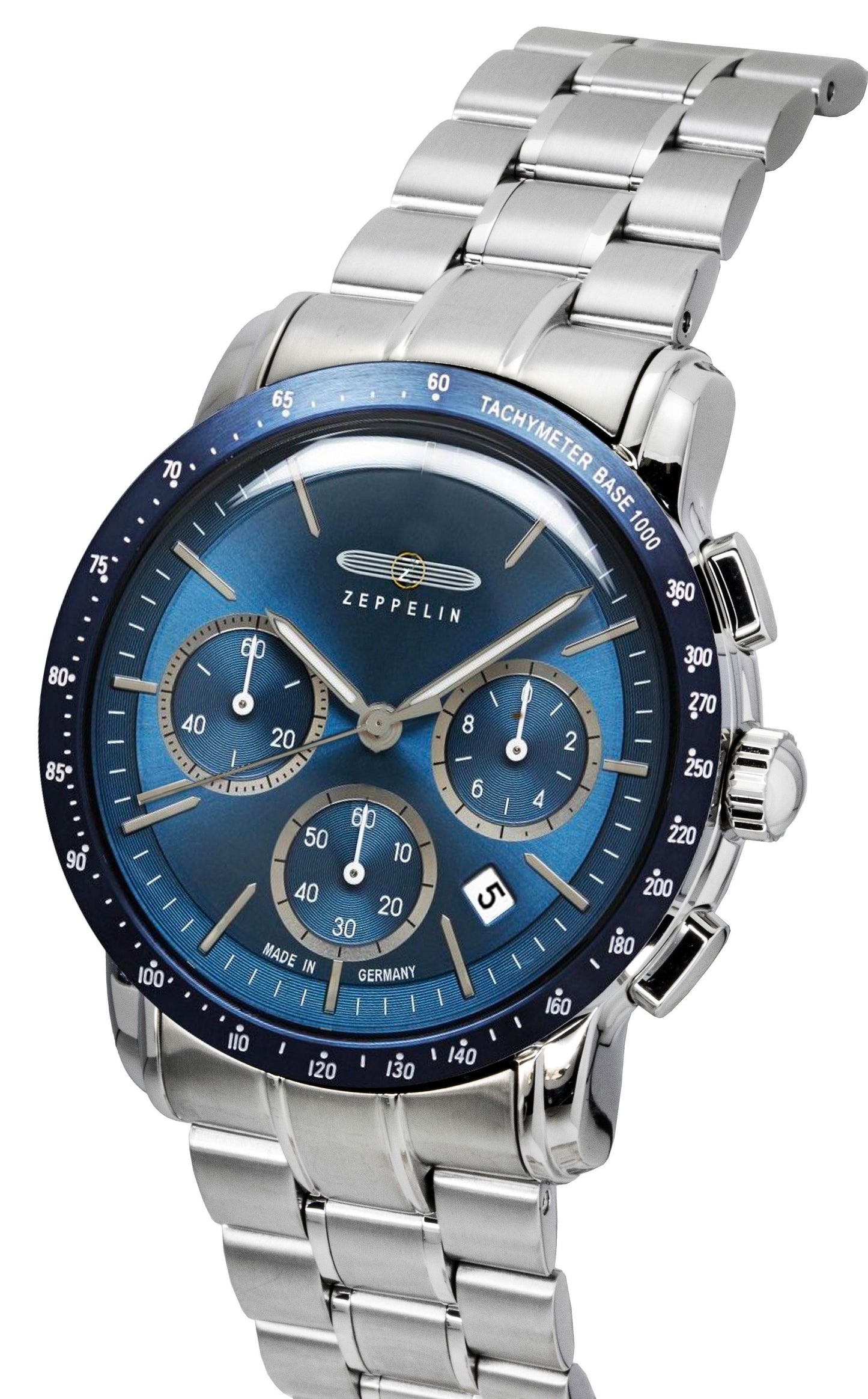 Zeppelin New York Chronograph Edelstahl Blaues Zifferblatt Quarz 8878MB3 Herrenuhr