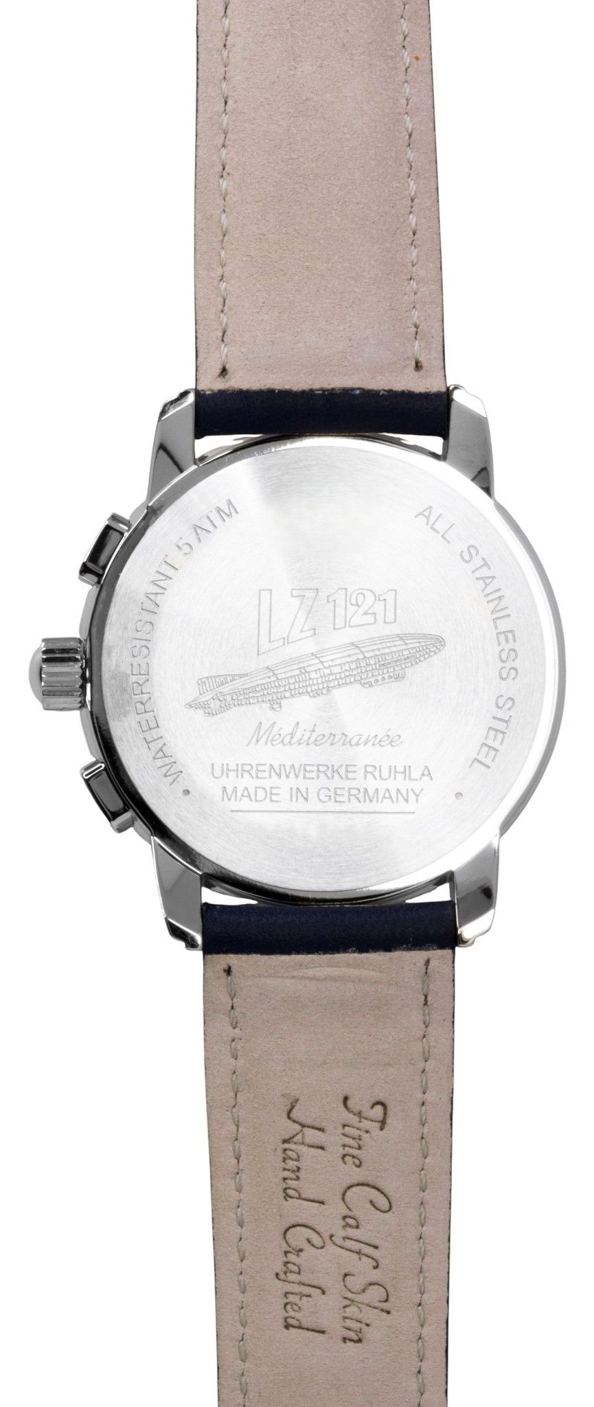 Zeppelin Mediterranee Chronograph Lederarmband Blaues Zifferblatt Quarz 96703 Herrenuhr