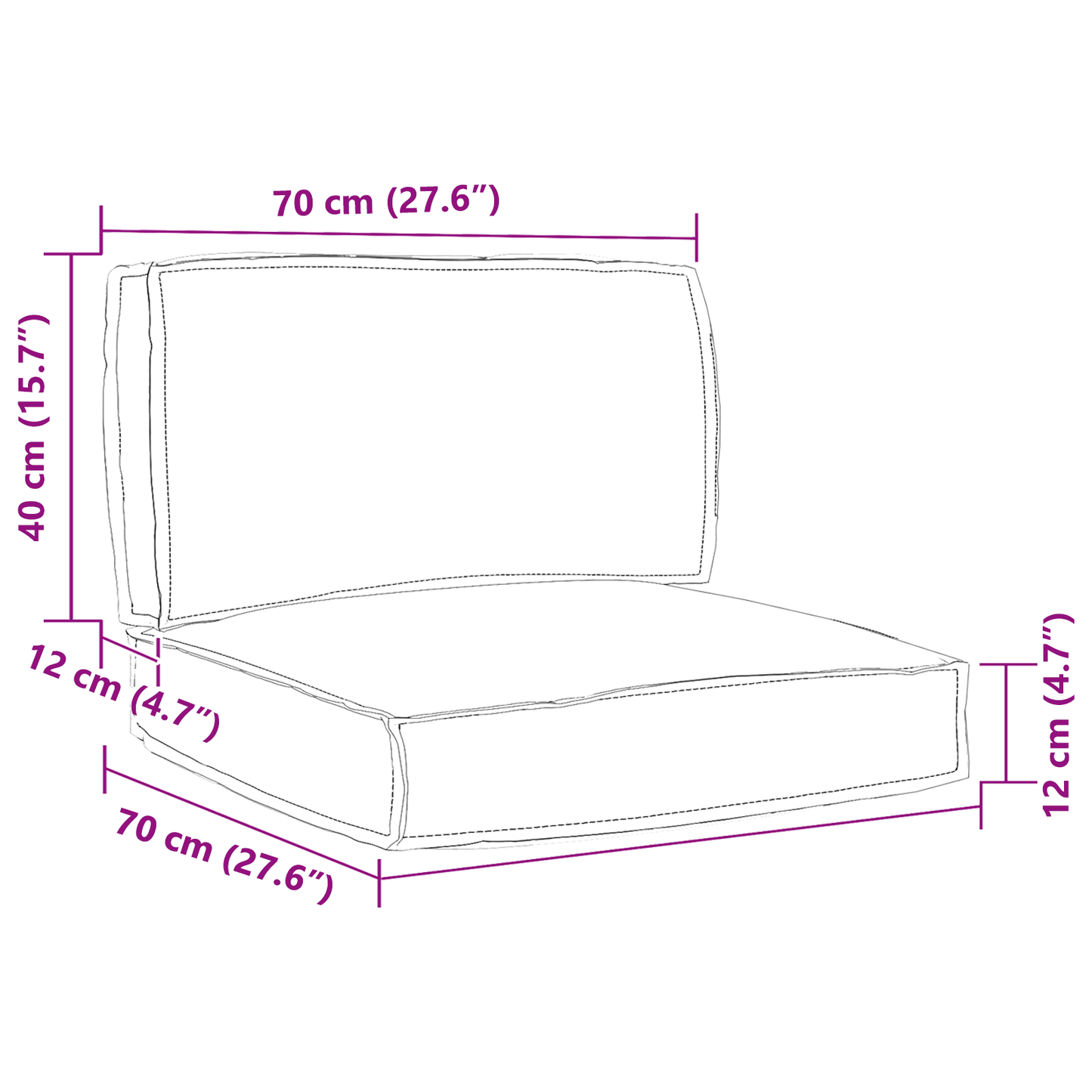 Pallet Kissen Set 2 pcs Creme 70 x 70 x 12 cm Oxford-Stoff
