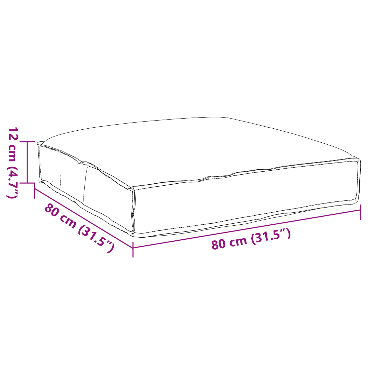 Pallet Cushion for Suitable Seating Taupe 80 x 80 x 12 cm