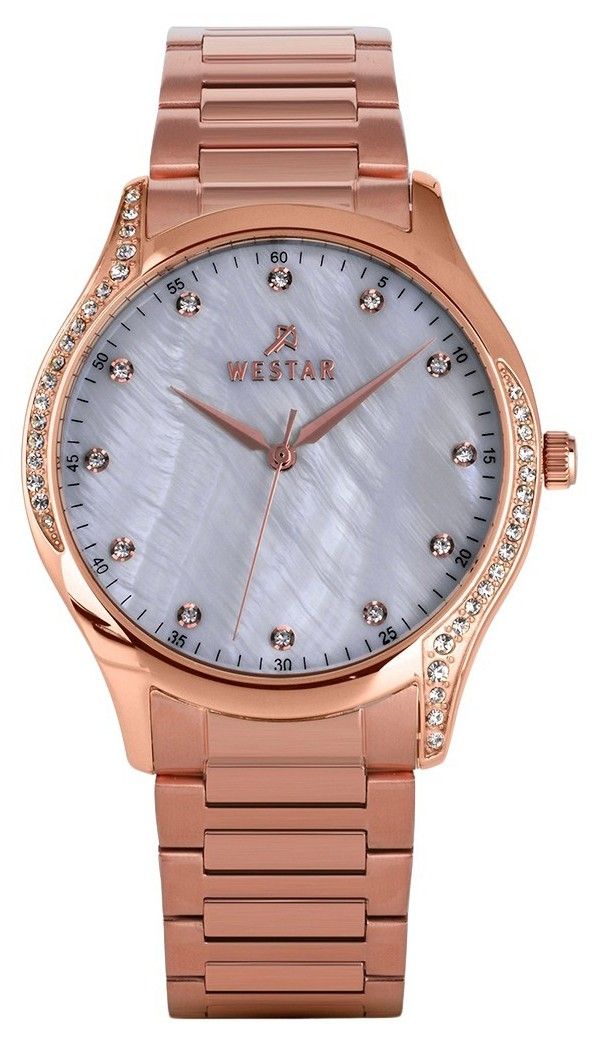 Westar Zing Crystal Accents Rose Goldfarben Edelstahl White Perlmutt-Zifferblatt Quarz 00127PPN611 Damenuhr