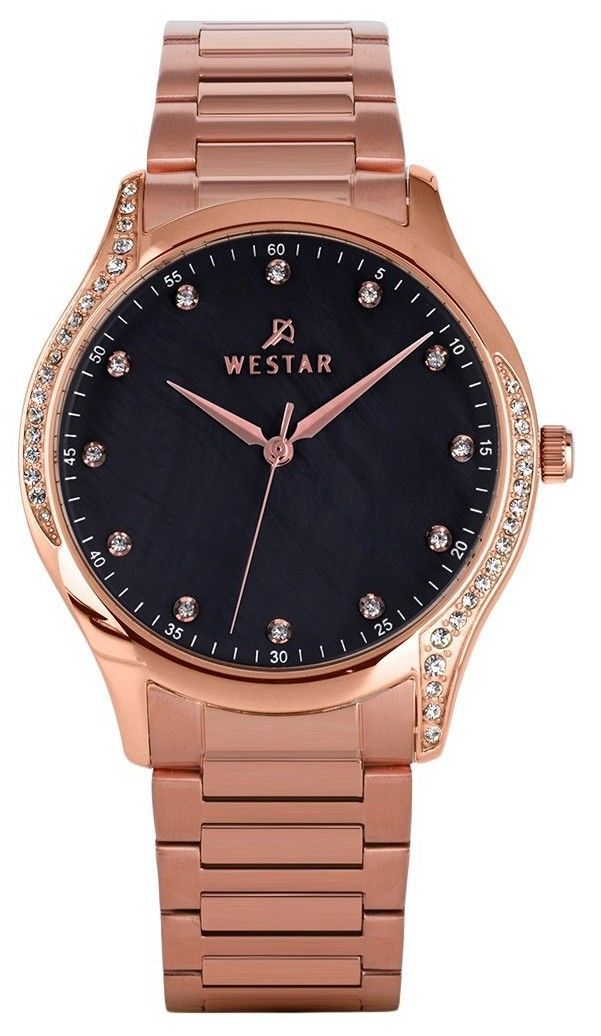 Westar Zing Crystal Accents Rose Goldfarben Edelstahl Black Perlmutt-Zifferblatt Quarz 00127PPN613 Damenuhr