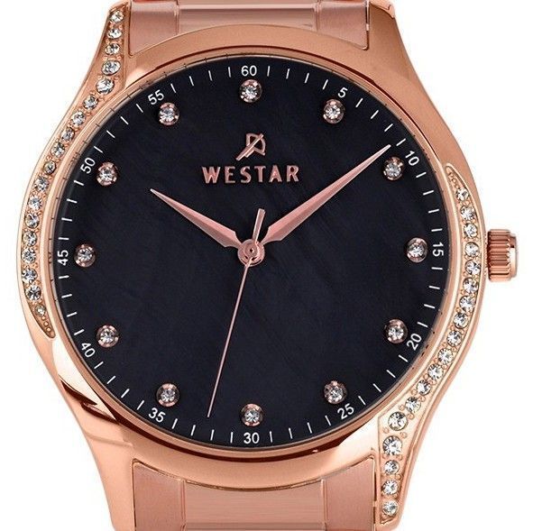 Westar Zing Crystal Accents Rose Goldfarben Edelstahl Black Perlmutt-Zifferblatt Quarz 00127PPN613 Damenuhr