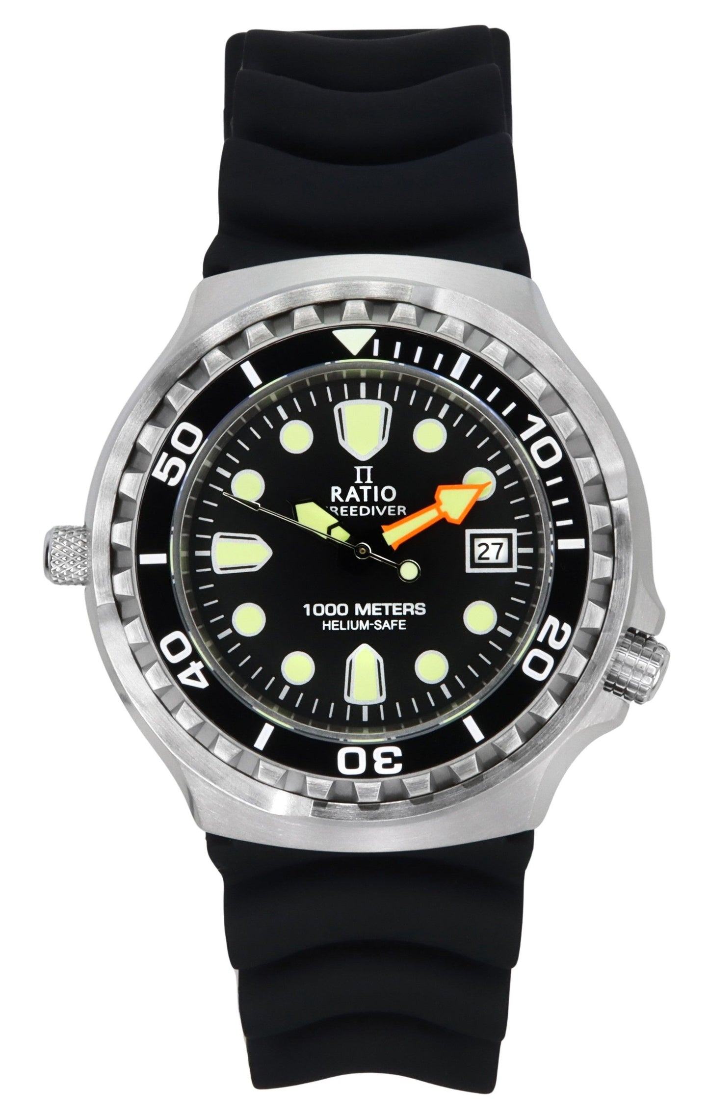 Ratio FreeDiver Version 02 Helium Safe 1000M Sapphire Quarz Schwarzes Zifferblatt 1038EF102V-BLK-V02 Herrenuhr