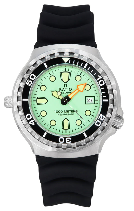 Ratio FreeDiver Version 02 Helium Safe 1000M Sapphire Quarz Mint Gr?nes Zifferblatt 1038EF102V-GRN-V02 Herrenuhr