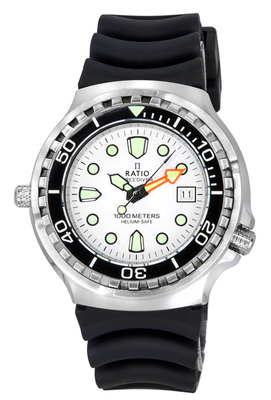 Ratio FreeDiver Helium Safe Sapphire Quarz White Dial 1038EF102V-WHT 1000M Herrenuhr