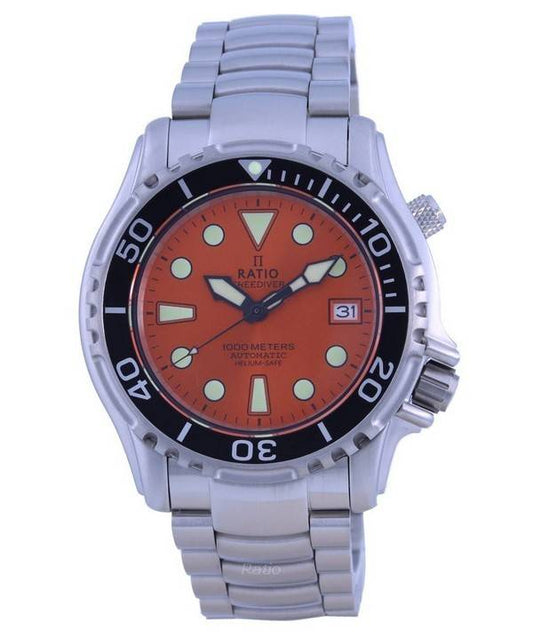 Ratio FreeDiver Helium Safe 1000M Orange Dial Edelstahl Automatik 1066KE26-33VA-ORG Herrenuhr