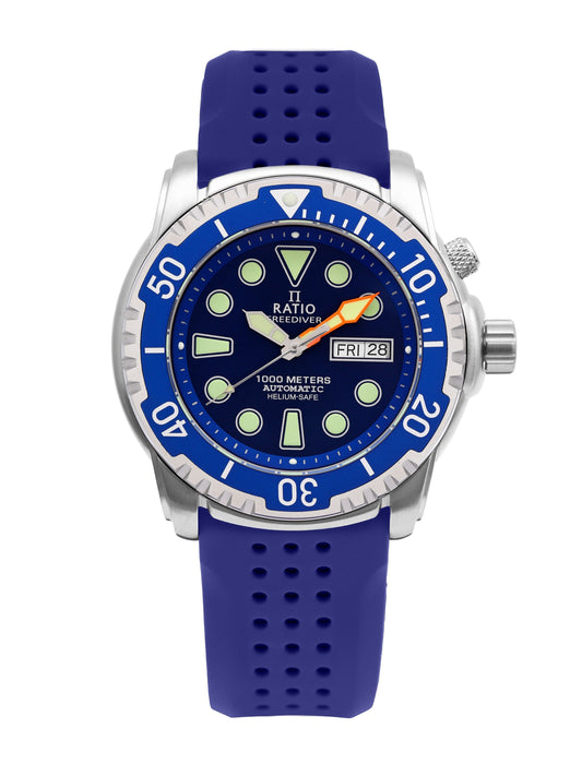 Ratio FreeDiver Version 02 Helium Safe 1000M Sapphire Automatik Blaues Zifferblatt 1068HA90-34VA-BLU-V02 Herrenuhr