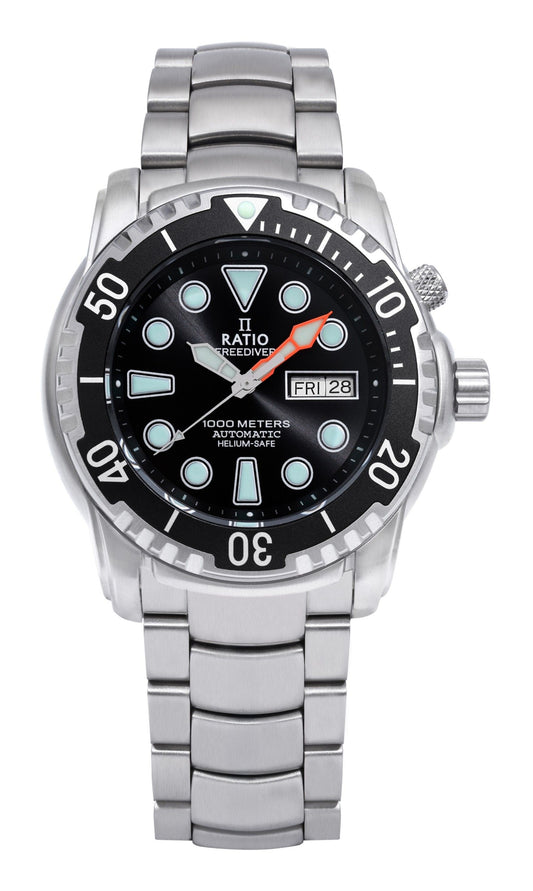 Ratio FreeDiver Helium-Safe 1000M Sapphire Automatik 1068HA96-34VA-BLK Herrenuhr