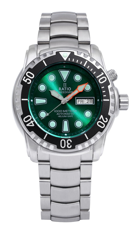 Ratio FreeDiver Helium-Safe 1000M Sapphire Automatik 1068HA96-34VA-GRN Herrenuhr