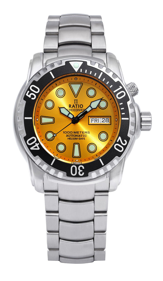 Ratio FreeDiver Helium-Safe 1000M Sapphire Automatik 1068HA96-34VA-YLW Herrenuhr