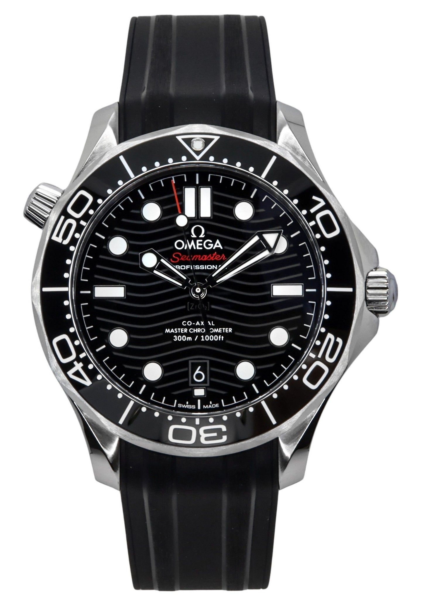 Omega Seamaster Rubber Strap Schwarzes Zifferblatt Automatik Taucher 210.32.42.20.01.001 300M Herrenuhr