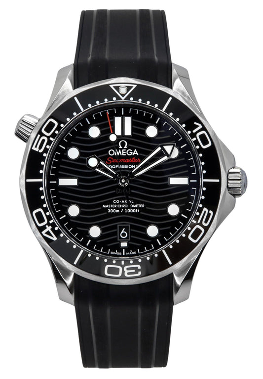 Omega Seamaster Rubber Strap Schwarzes Zifferblatt Automatik Taucher 210.32.42.20.01.001 300M Herrenuhr