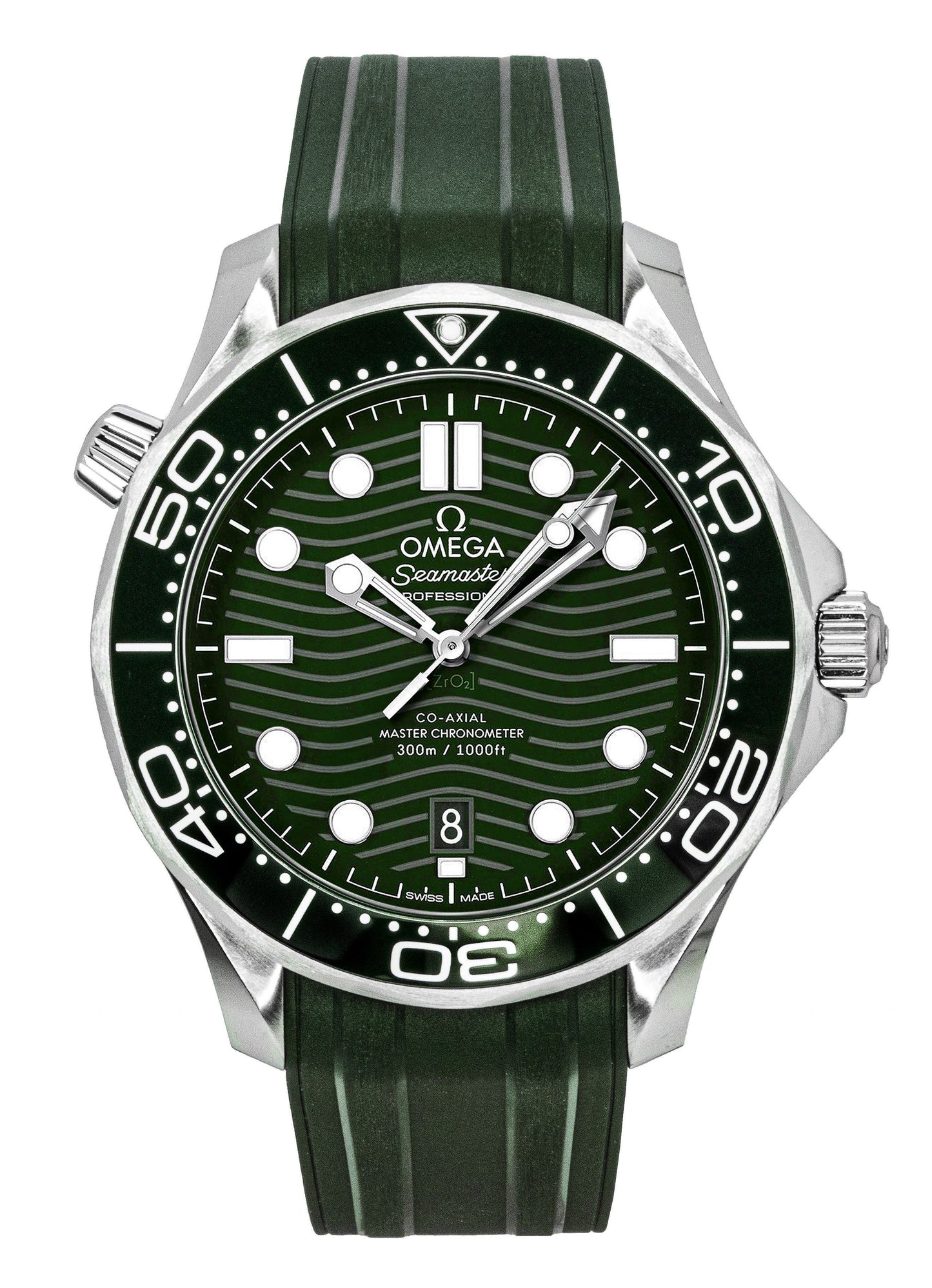 Omega Seamaster Rubber Strap Gr?nes Zifferblatt Automatik Taucher 210.32.42.20.10.001 300M Herrenuhr