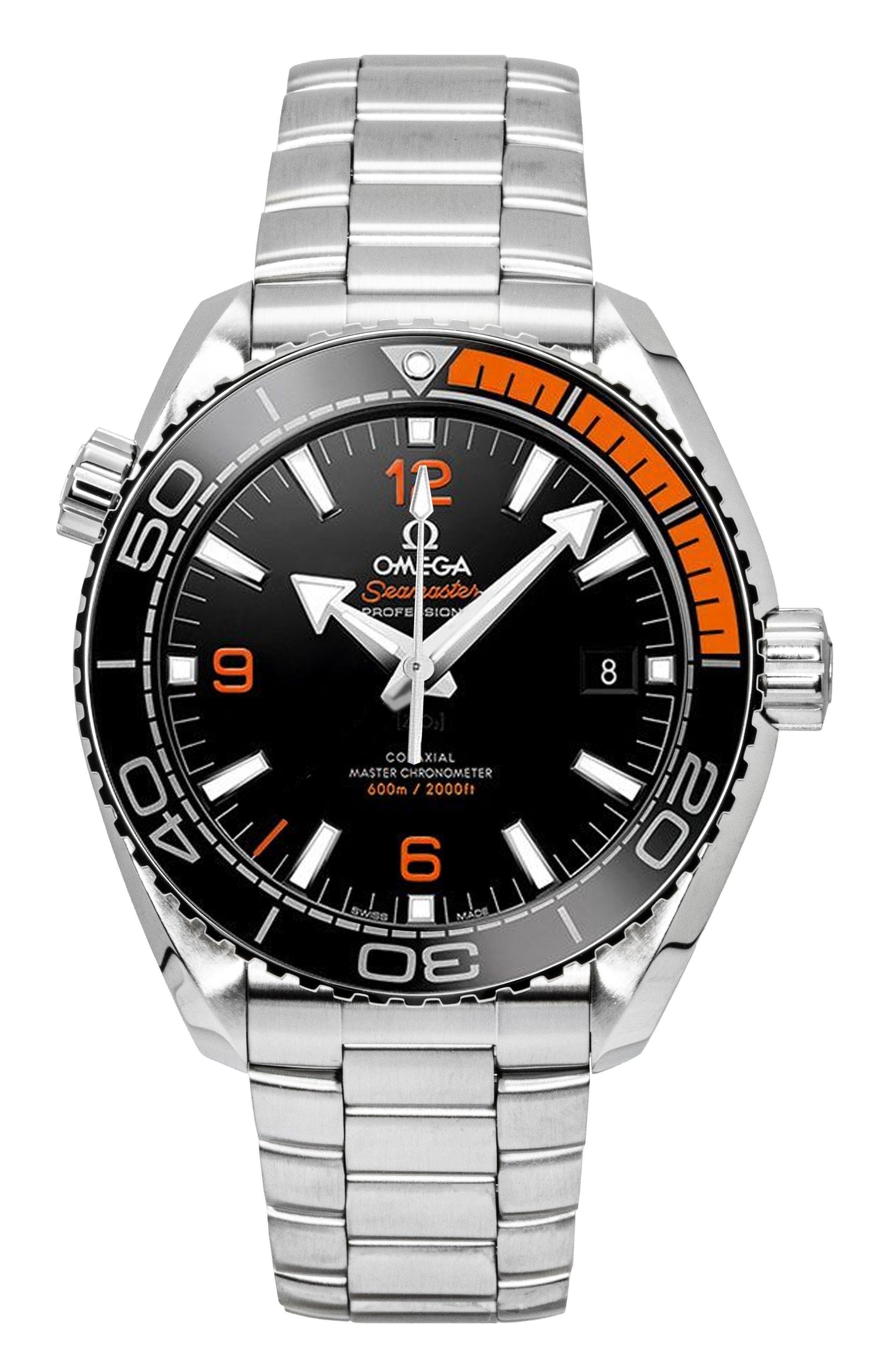 Omega Seamaster Planet Ocean Edelstahl Schwarzes Zifferblatt Automatik Taucher 215.30.44.21.01.002 600M Herrenuhr