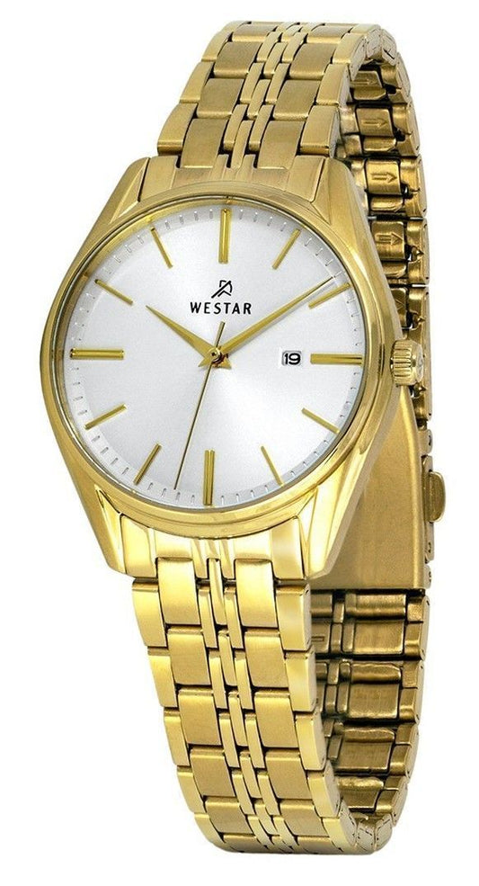 Westar Profile Goldfarben Edelstahl White Dial Quarz 40210GPN107 Damenuhr