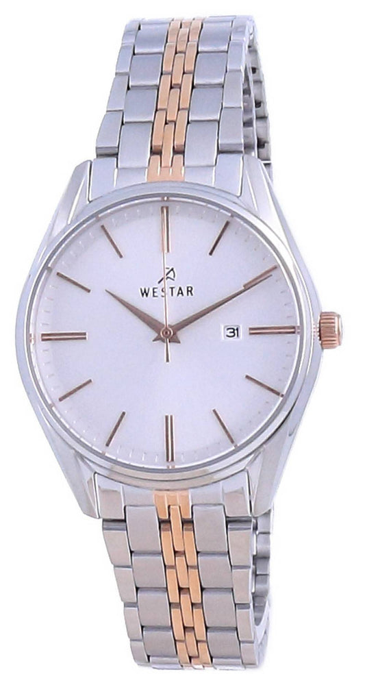 Westar Silberfarbenes Zifferblatt Two Tone Edelstahl Quarz 40210 SPN 607 Damenuhr