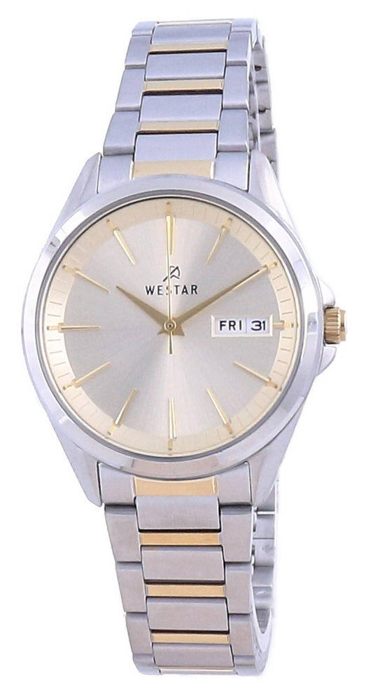 Westar Champagnerfarbenes Zifferblatt Two Tone Edelstahl Quarz 40212 CBN 102 Damenuhr