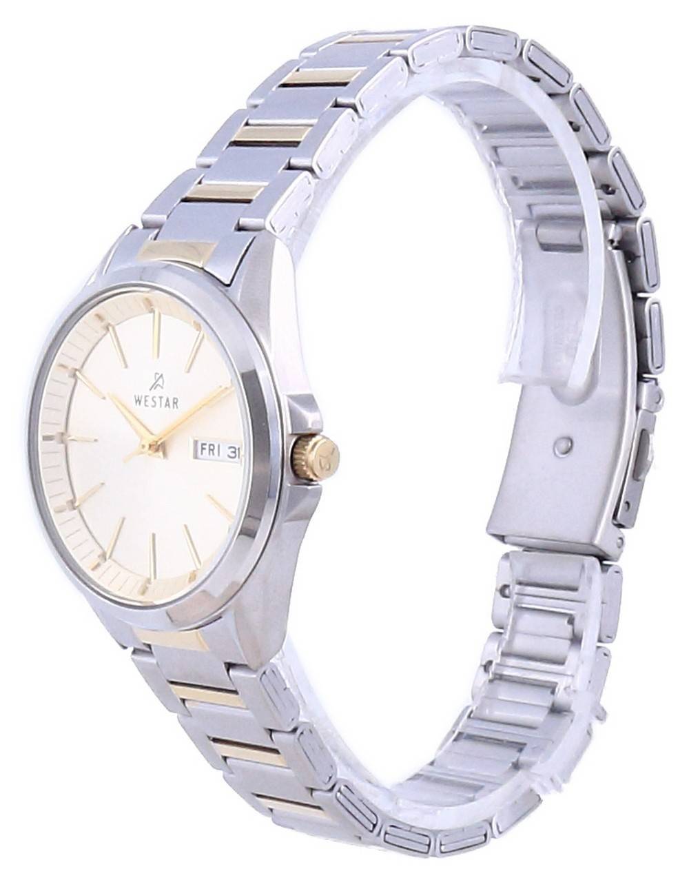 Westar Champagnerfarbenes Zifferblatt Two Tone Edelstahl Quarz 40212 CBN 102 Damenuhr