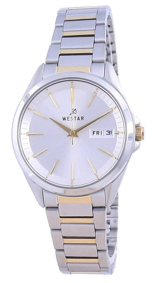 Westar Silberfarbenes Zifferblatt Two Tone Edelstahl Quarz 40212 CBN 107 Damenuhr