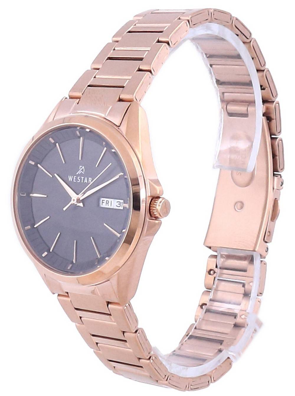 Westar Schwarzes Zifferblatt Rose Goldfarben Edelstahl Quarz 40212 PPN 603 Damenuhr