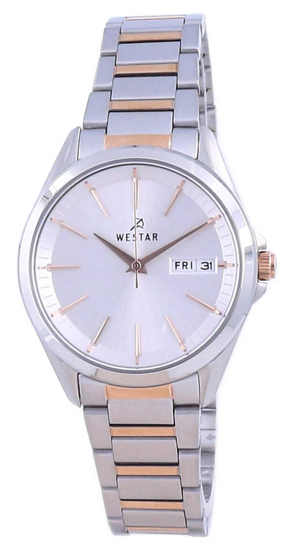 Westar Silberfarbenes Zifferblatt Two Tone Edelstahl Quarz 40212 SPN 607 Damenuhr