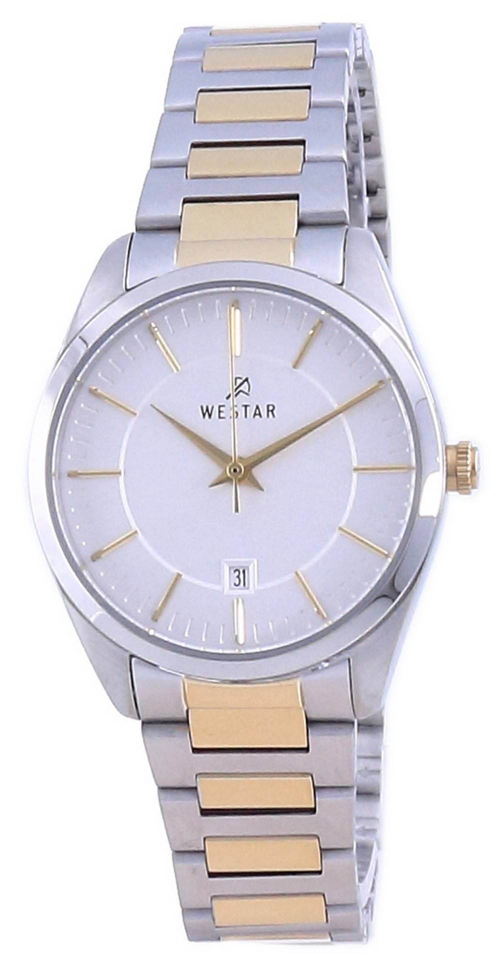 Westar Silberfarbenes Zifferblatt Two Tone Edelstahl Quarz 40213 CBN 107 Damenuhr