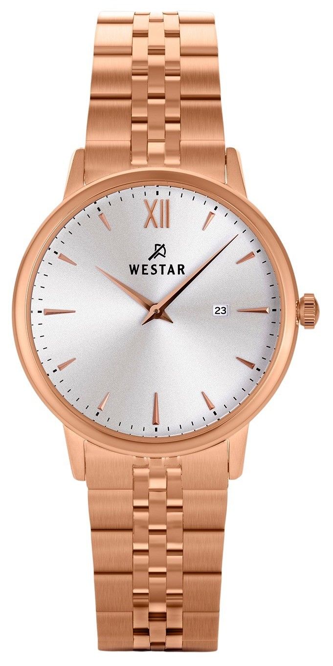 Westar Profile Rose Goldfarben Edelstahl Silberfarbenes Zifferblatt Quarz 40215PPN607 Damenuhr