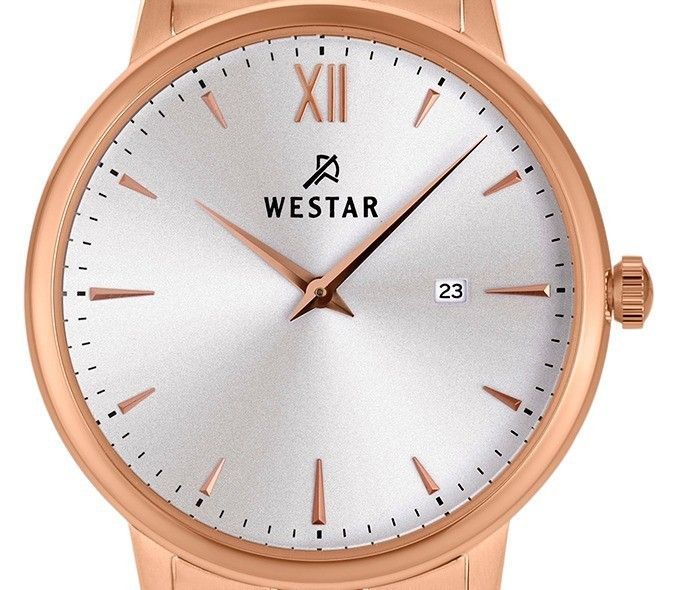 Westar Profile Rose Goldfarben Edelstahl Silberfarbenes Zifferblatt Quarz 40215PPN607 Damenuhr