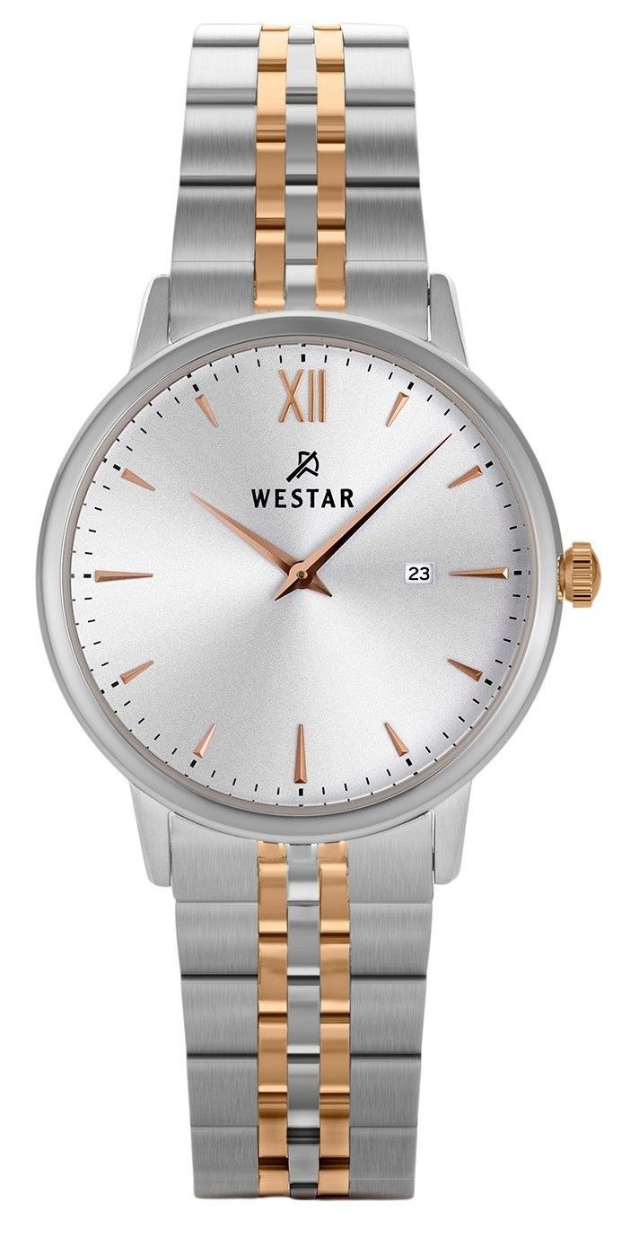 Westar Profile Two Tone Edelstahl Silberfarbenes Zifferblatt Quarz 40215SPN607 Damenuhr
