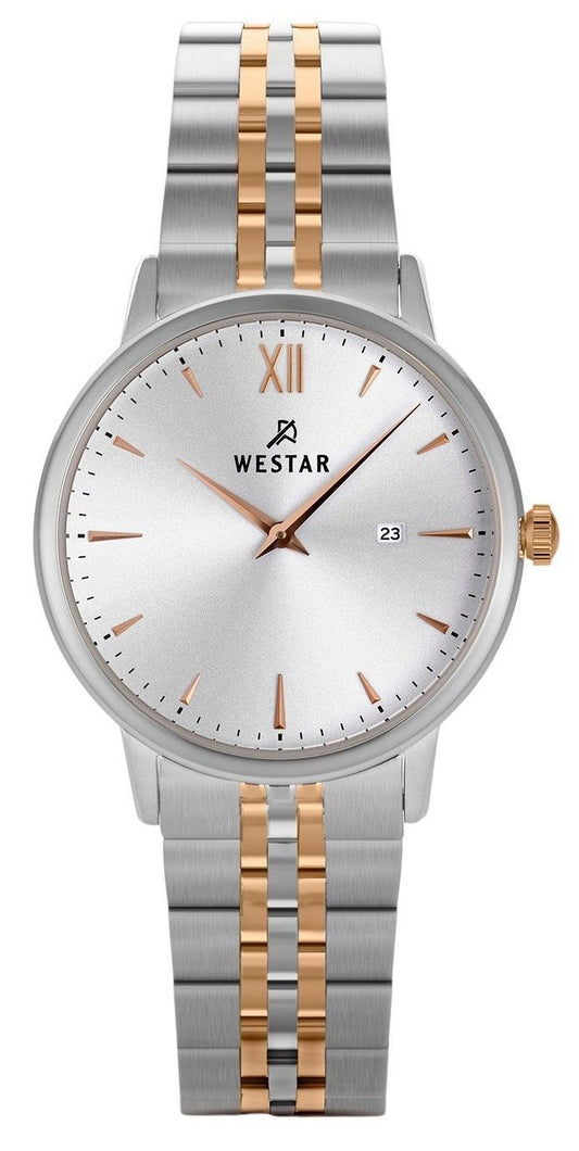 Westar Profile Two Tone Edelstahl Silberfarbenes Zifferblatt Quarz 40215SPN607 Damenuhr