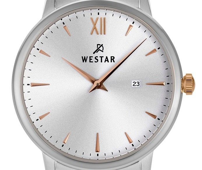 Westar Profile Two Tone Edelstahl Silberfarbenes Zifferblatt Quarz 40215SPN607 Damenuhr