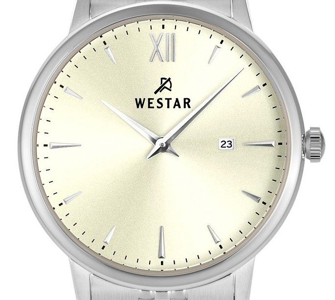 Westar Profile Edelstahl Light Champagnerfarbenes Zifferblatt Quarz 40215STN102 Damenuhr