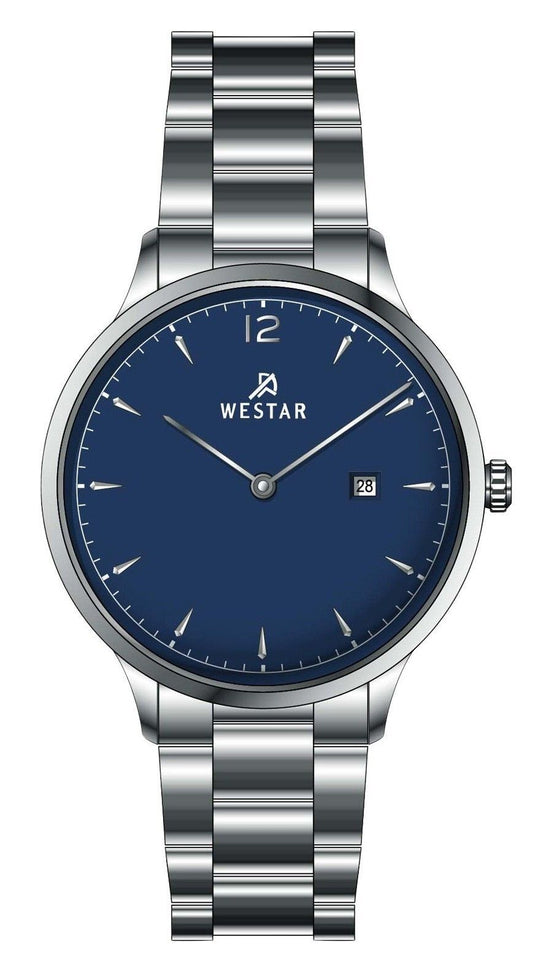 Westar Profile Edelstahl Blaues Zifferblatt Quarz 40218STN104 Damenuhr