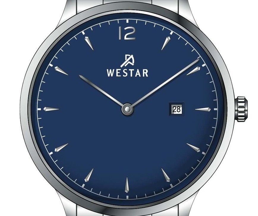 Westar Profile Edelstahl Blaues Zifferblatt Quarz 40218STN104 Damenuhr