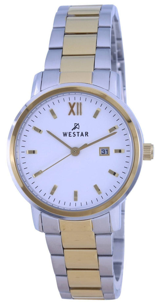 Westar White Dial Two Tone Edelstahl Quarz 40245 CBN 101 Damenuhr