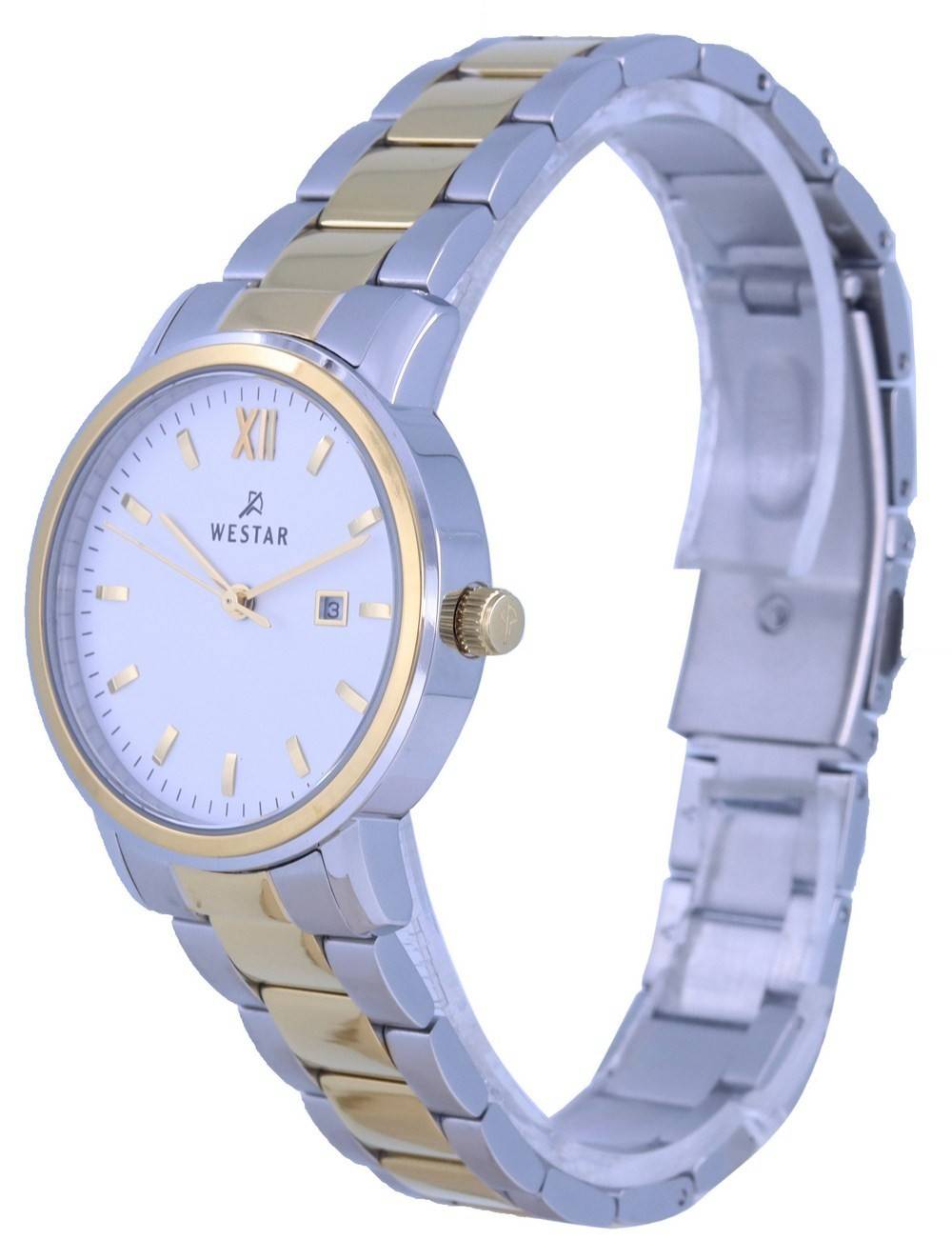 Westar White Dial Two Tone Edelstahl Quarz 40245 CBN 101 Damenuhr