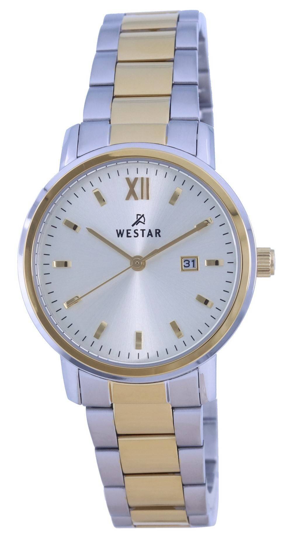 Westar Silberfarbenes Zifferblatt Two Tone Edelstahl Quarz 40245 CBN 102 Damenuhr