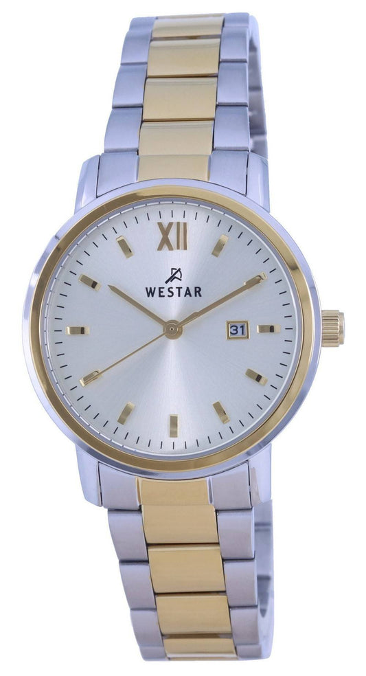 Westar Silberfarbenes Zifferblatt Two Tone Edelstahl Quarz 40245 CBN 102 Damenuhr