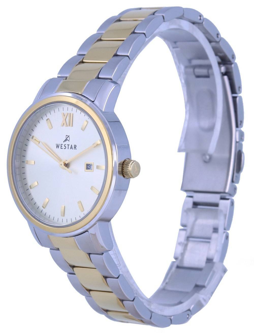 Westar Silberfarbenes Zifferblatt Two Tone Edelstahl Quarz 40245 CBN 102 Damenuhr
