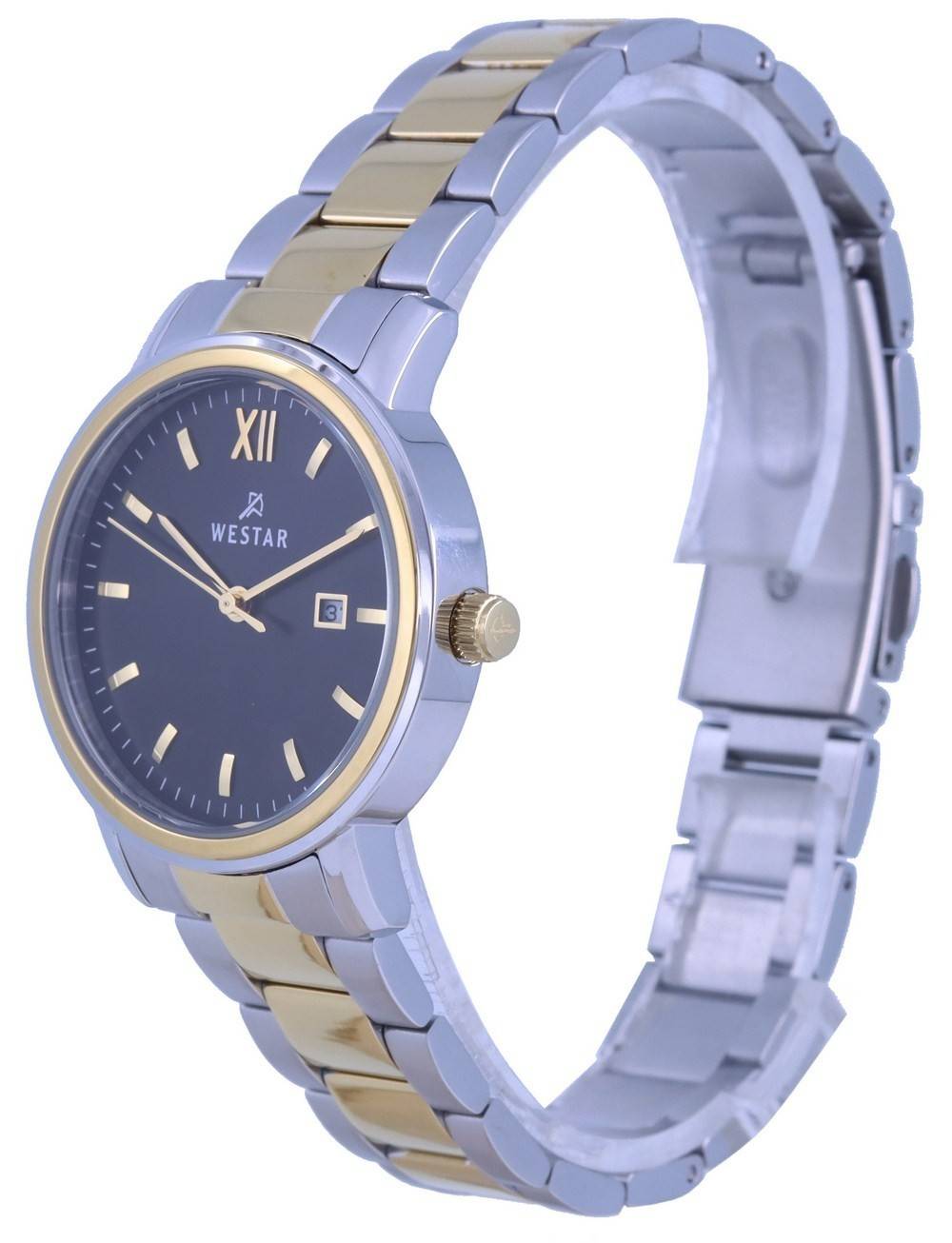 Westar Black Two Tone Edelstahl Quarz 40245 CBN 103 Damenuhr