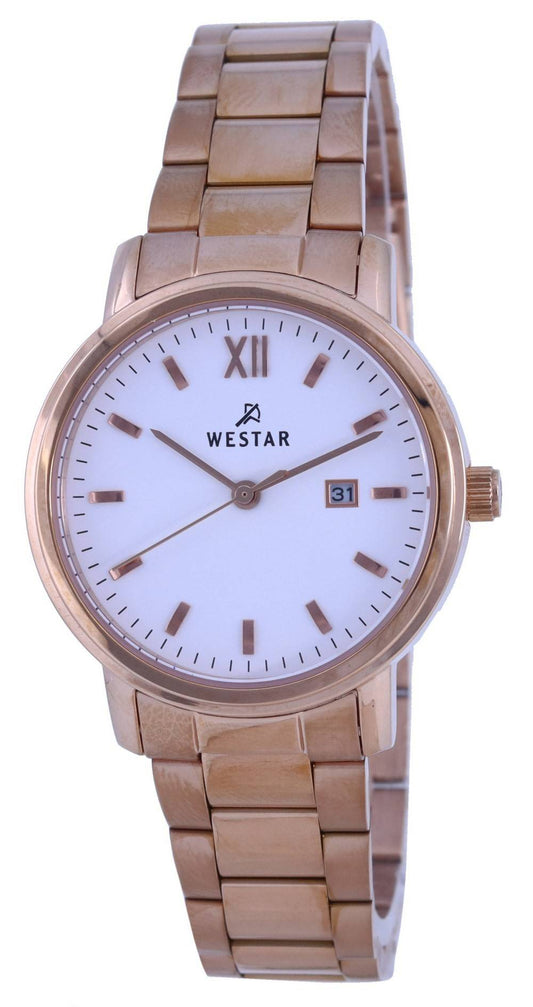 Westar White Dial Rose Goldfarben Edelstahl Quarz 40245 PPN 601 Damenuhr