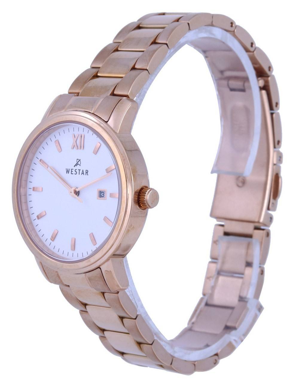 Westar White Dial Rose Goldfarben Edelstahl Quarz 40245 PPN 601 Damenuhr